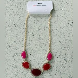 LIZ CLAIBORNE NWT Gold Chain Necklace with Stone Detailing